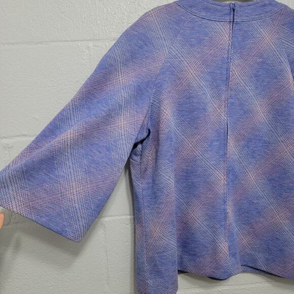VTG Kay Windsor Retro Purple Plaid Bell Sleeve Top L/XL 566 - Picture 6 of 10